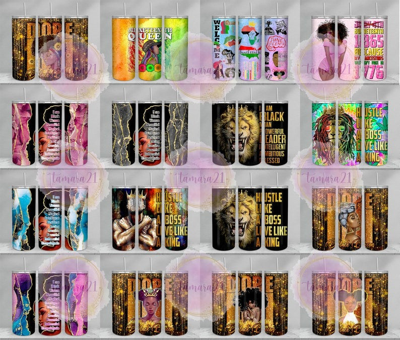 100+ Designs Juneteenth Tumbler Bundle Sublimation PNG, African Woman Tumbler Wrap PNG, Black Women 20 Oz Tumbler Wrap Digital Download