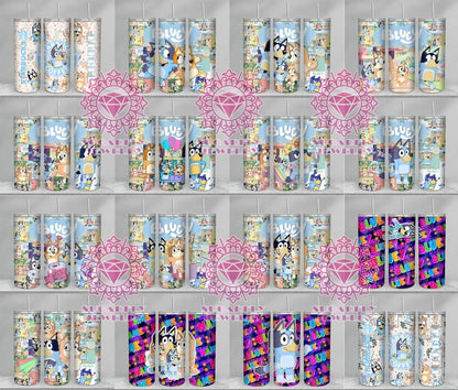 100+ Files Design Blue Dog Tumbler Mega Bundle Sublimation PNG, Blue Dog Family Tumbler Wrap PNG, Cartoon 20 Oz Tumbler Digital Download