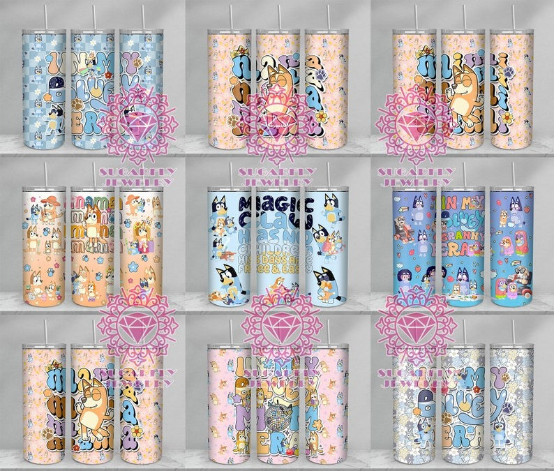 100+ Files Design Blue Dog Tumbler Mega Bundle Sublimation PNG, Blue Dog Family Tumbler Wrap PNG, Cartoon 20 Oz Tumbler Digital Download