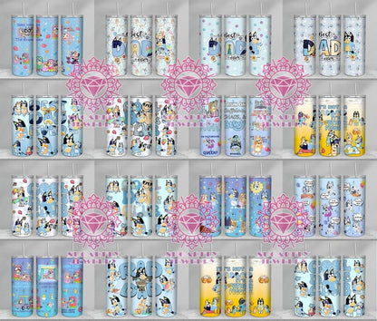 100+ Files Design Blue Dog Tumbler Mega Bundle Sublimation PNG, Blue Dog Family Tumbler Wrap PNG, Cartoon 20 Oz Tumbler Digital Download