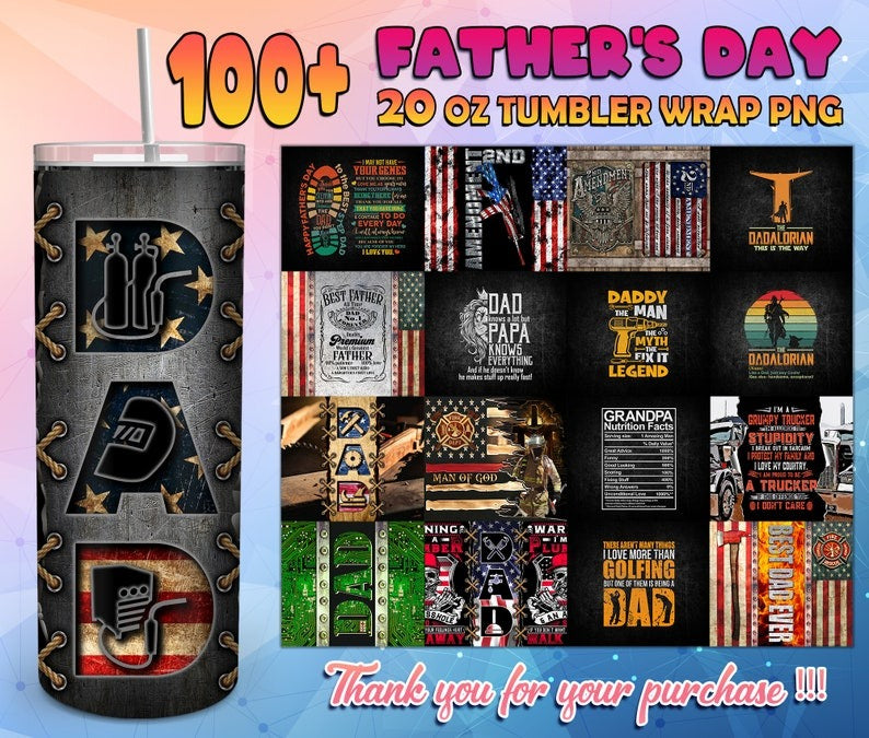 100+ Files Design Father's Day Tumbler Bundle Sublimation PNG, Dad Life Tumbler Wrap PNG, Best Dad Ever 20 Oz Tumbler Wrap Digital Download