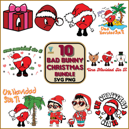 10BadBunnyChristmasSvgBundle