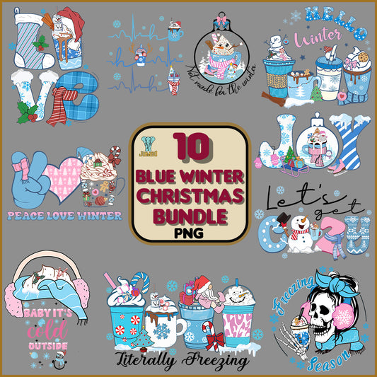 10BlueWinterChristmasPngBundle