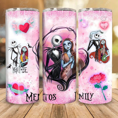 10 CUSTOM Cartoon Valentine Tumbler Design PNG, Glitter Valentine Tumbler Wraps, Nightmare Couple 20oz Tumbler, Digital Download