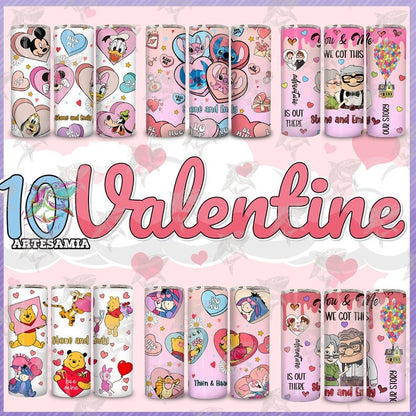 10 CUSTOM Cartoon Valentine Tumbler Design PNG, Glitter Valentine Tumbler Wraps, Nightmare Couple 20oz Tumbler, Digital Download