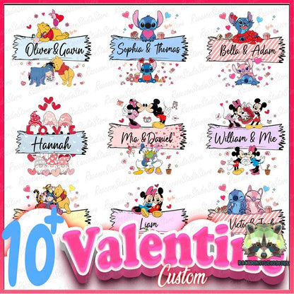 10 CUSTOM Valentine Cartoon Name Holder Png, Make your Own Name, Cartoon Valentine Name Design for Kids Png, Digital Download