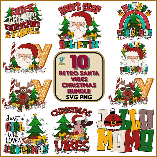 10RetroSantaVibesChristmasSvgBundle