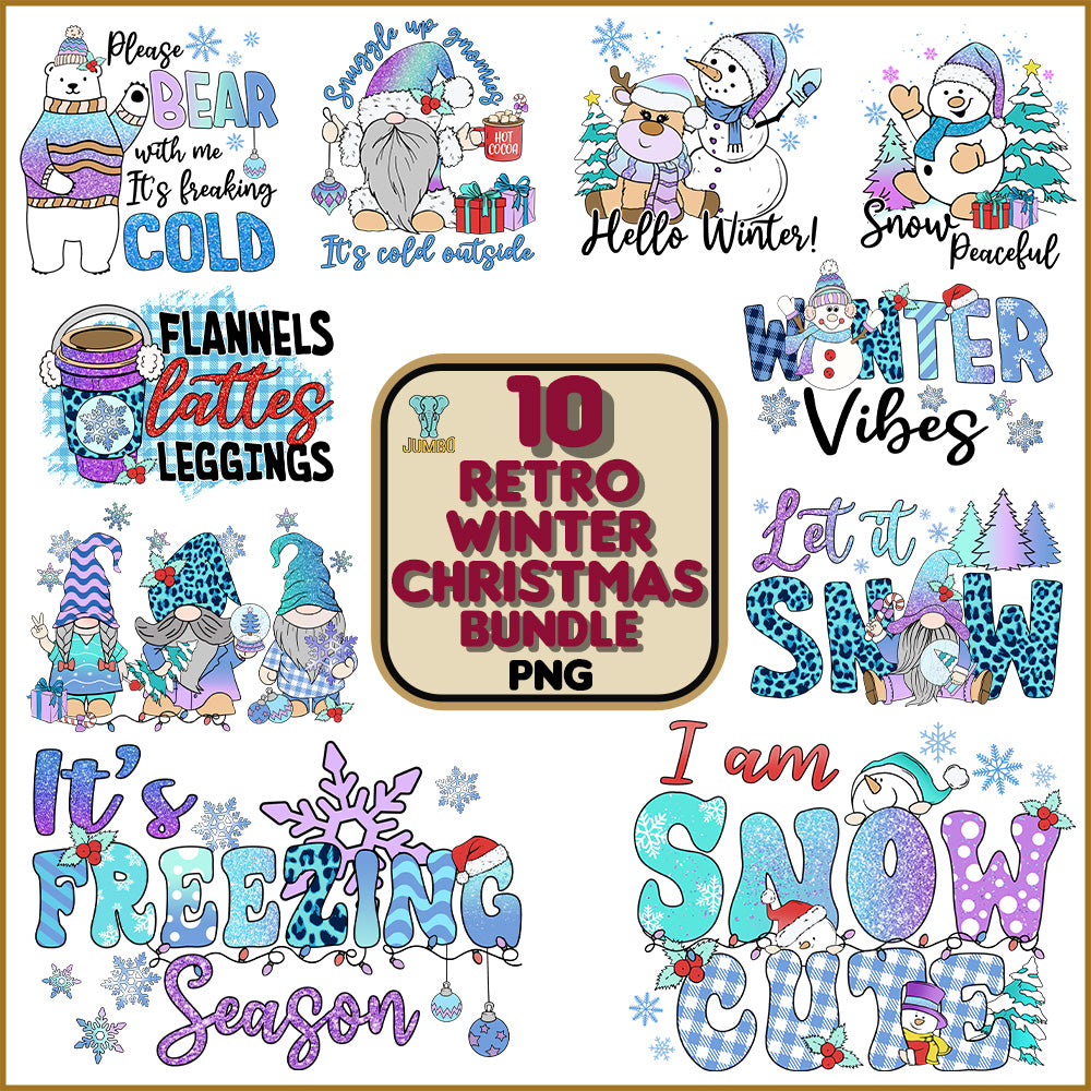 10RetroWinterChristmasPngBundle