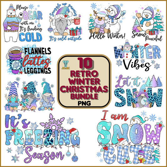 10RetroWinterChristmasPngBundle