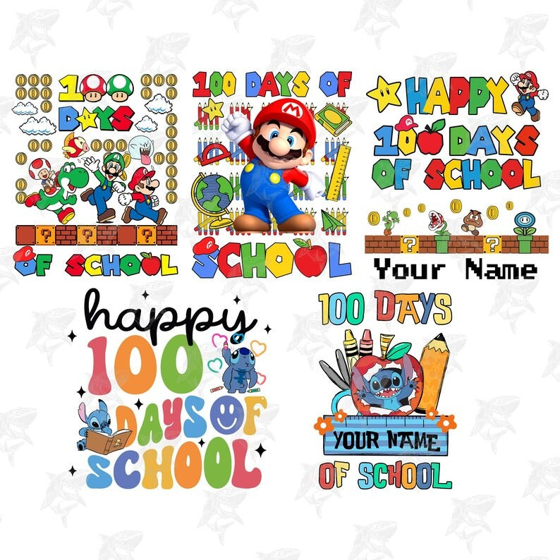 10+ 100 Days Of School PNG, School 100th Day Cartoon Shirt Png, Happy 100 Days Of School Png, School Png, Boy Girl, Digital Download