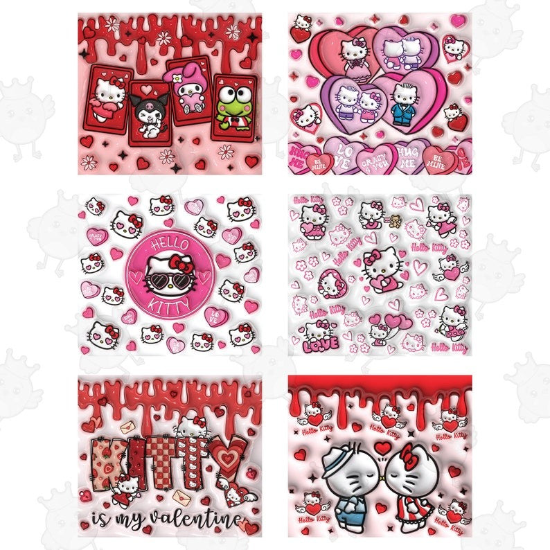 10+ 3D Inflated Cute Caties Tumbler Designs Bundle, Pink Cat 20oz Skinny Straight & Tapered Designs, Digital Download