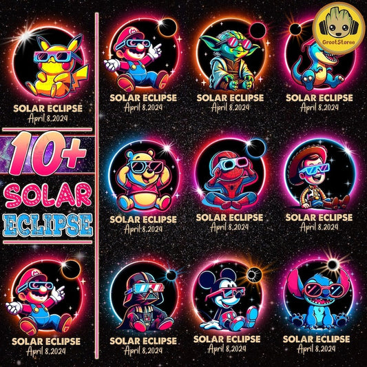 10+ BEST Cartoon Total Solar Eclipse Png Bundle, Twice In A Lifetime Eclipse Solar Png, America Guitar Totality April 8th 2024,Eclipse Party