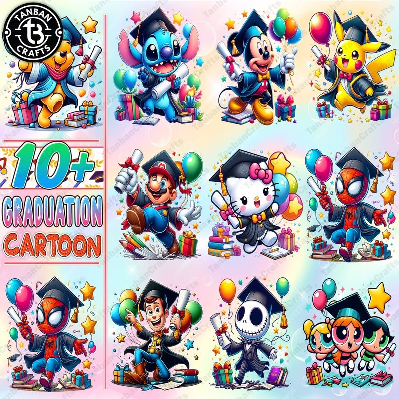 10+ Cartoon Graduation 2024 Png Cartoon Graduate Png, DN School Trip Png, Cartoon character Grad Png, Cartoon Senior 2024 Png, Digital File