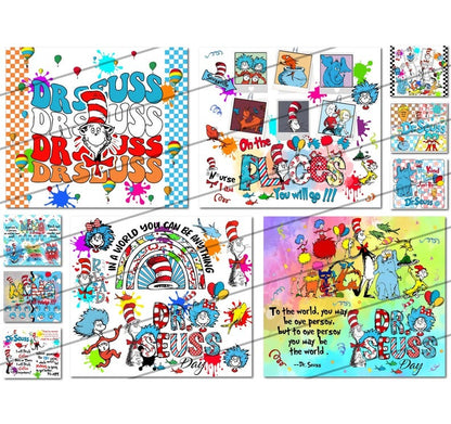 10+ Dr Seuss Tumbler PNG Bundle, 20 oz Skinny Tumbler Sublimation Design, Read Across America Tumbler Wrap, Teacher Life, Digital Download