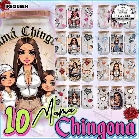 10+ Mama Chingona 16oz Frosted Can Wrap, Happy Mother’s Day 16 oz Libbey Can PNG Design, Girl Mom Era Libbey Glass Wrap, Digital File