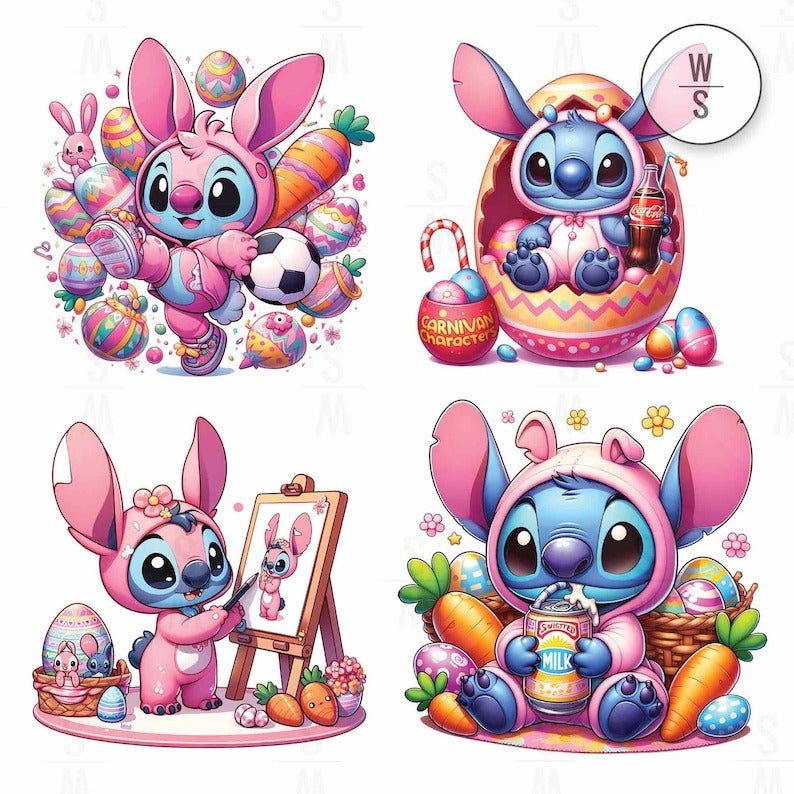 10+ Pink Cartoon Stitch PNG Bundle, Cartoon Easter Png, Stitch Easter Png, Happy Easter Day Png, Funny Easter Png, Digital Download