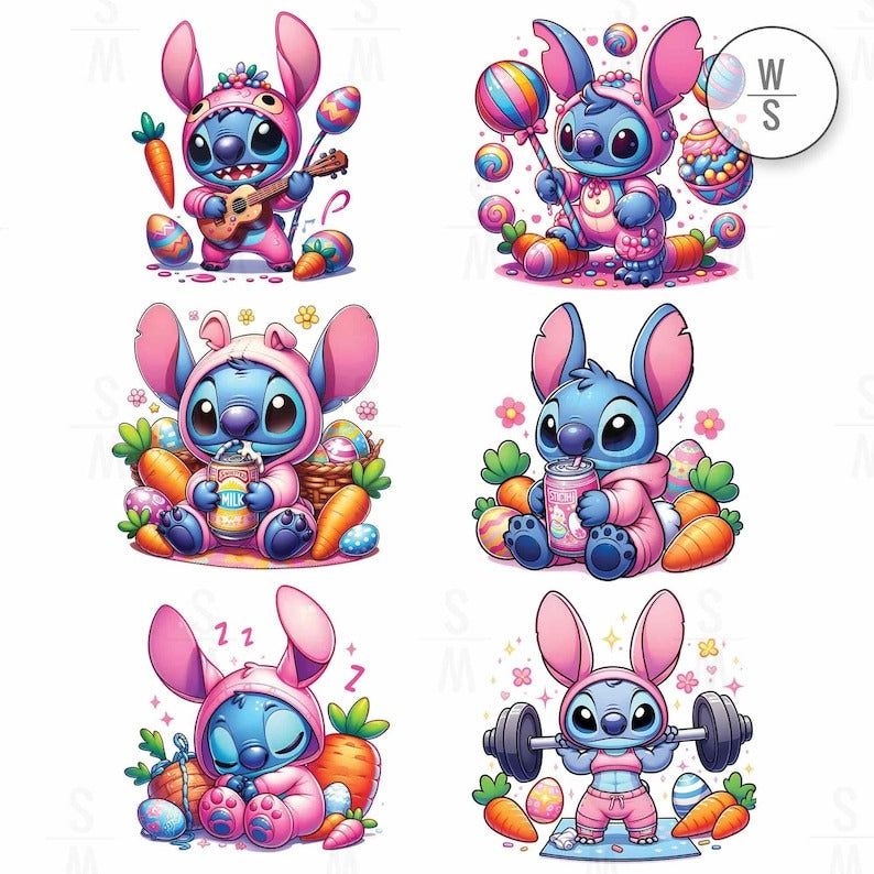 10+ Pink Cartoon Stitch PNG Bundle, Cartoon Easter Png, Stitch Easter Png, Happy Easter Day Png, Funny Easter Png, Digital Download