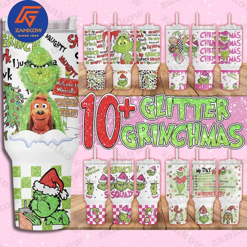 10+ Pink Glitter Christmas Cartoon Squad 40 oz Tumbler Bundle, Retro Christmas Tumbler, In My Christmas Era Tumbler Wrap, Christmas 2023 - Jumbosvg