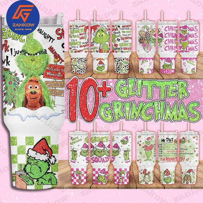 10+ Pink Glitter Christmas Cartoon Squad 40 oz Tumbler Bundle, Retro Christmas Tumbler, In My Christmas Era Tumbler Wrap, Christmas 2023 - Jumbosvg