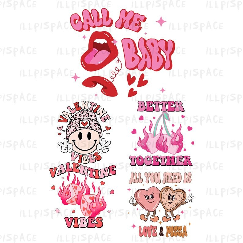 10+ Retro Valentine Png Bundle, Valentines Vibes Png, Holiday Love Png, Valentine Day Png, Quotes Valentine Png, Digital Download.1