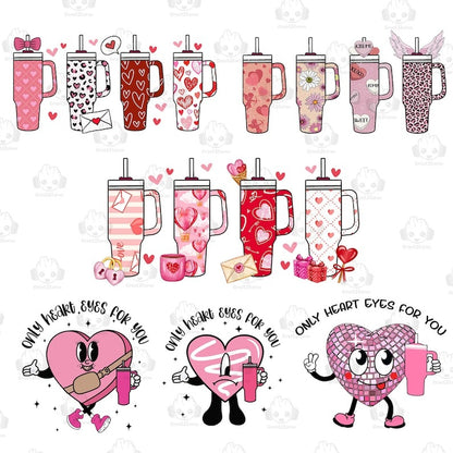 10+ Retro Valentines Heart Stanley PNG Bundle, Boujee Valentine Png, Stanley 40oz Tumbler Valentine Inspired Png, Digital Download.1