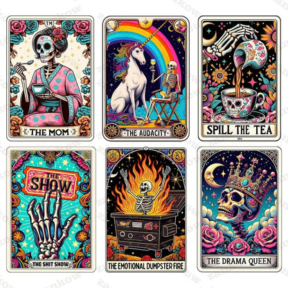 10+ Snarky Funny Tarot Card Bundle, Woman Skeleton Mother Sublimation Design, Witchy Vibes Skull Mama PNG File, Snarky Funny, Digital File