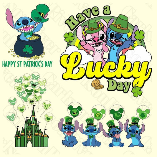 10+ Stitch Happy Patrick Day PNG Bundle, First Dis ney Trip Png, Stitch Dis ney Have A Lucky Day Png, Magical Patricks, Lucky Vibes Png