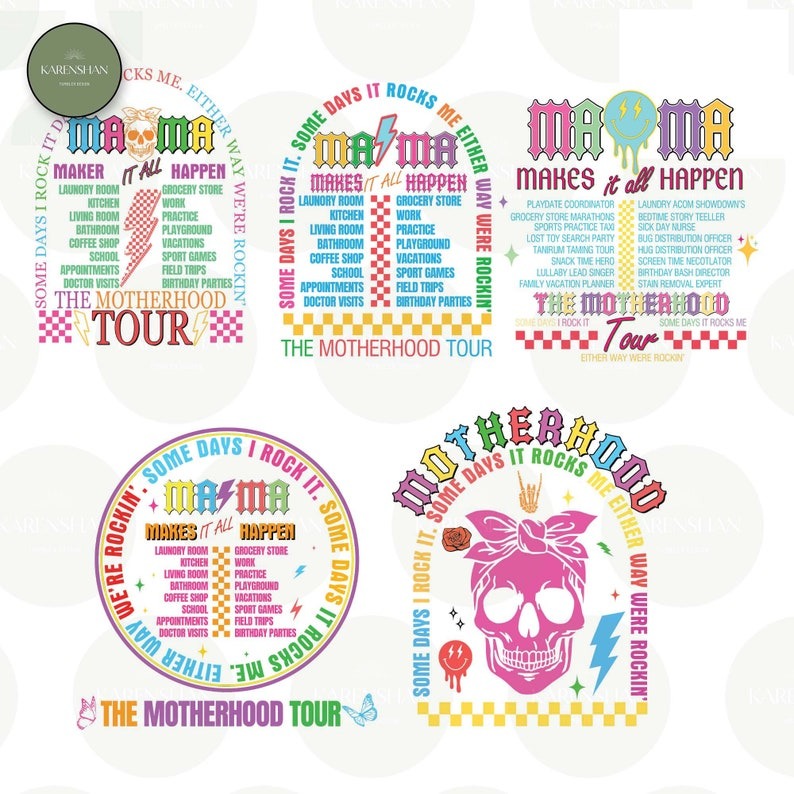 10+ The Motherhood Tour PNG Bundle, Some Days I Rock It PNG, Mama Lighting Bold Full Png Wrap, Gift For Mom Png, Digital Download