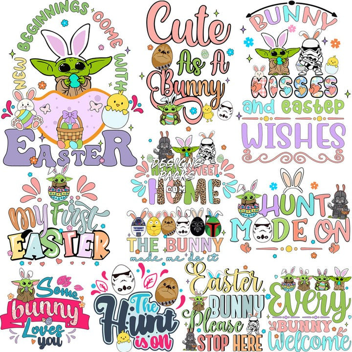 11 Cartoon Easter Day Space Baby Designs Bundle PNG