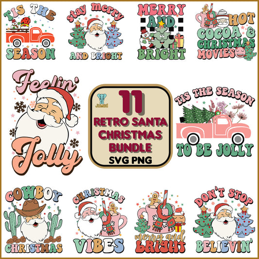 11RetroSantaChristmasSvgBundle