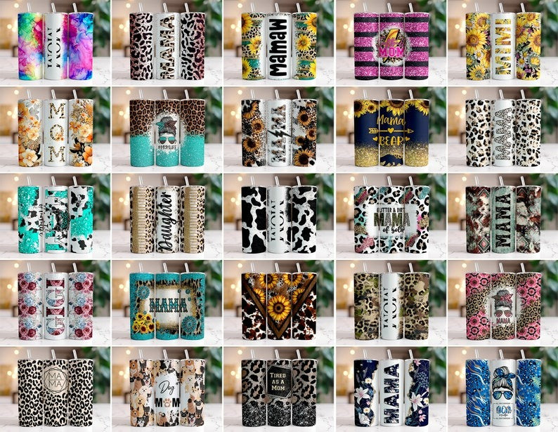 140 Mega Bundle Tumbler Wraps for 20 oz Sublimation Tumbler Bundle for Women, Floral Tumbler Cowhide Leopard Glitter Mothers Day Png