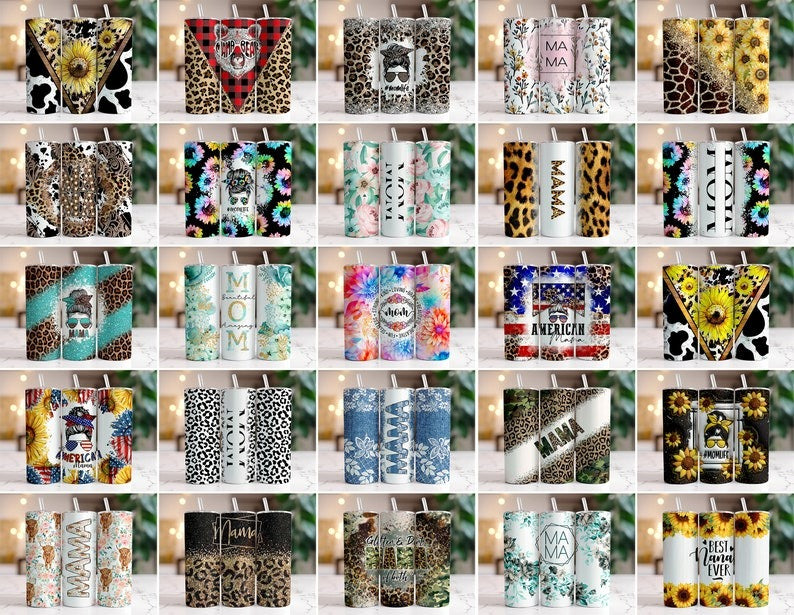 140 Mega Bundle Tumbler Wraps for 20 oz Sublimation Tumbler Bundle for Women, Floral Tumbler Cowhide Leopard Glitter Mothers Day Png