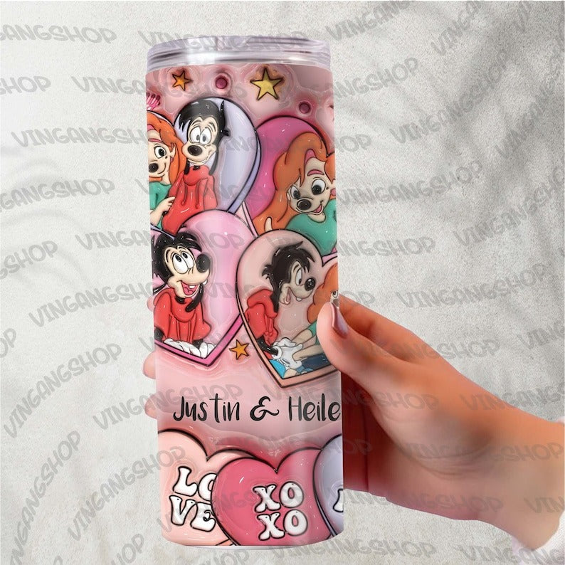 15 CUSTOM Couple Name 3D Cartoon Valentine Tumbler Design PNG, 3D Inflated Valentine Tumbler Wraps, Balloon 20oz Skinny, Instant Download.1