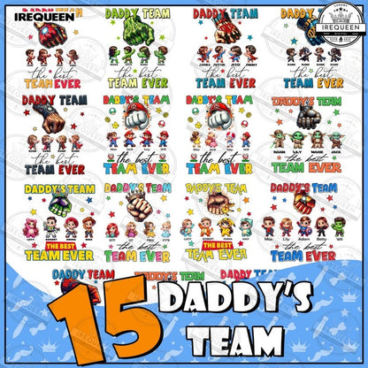 15 CUSTOM Superhero Daddy Team Png Bundle, Fist Bump Png, Dad And Baby Fist Bump Png, Super Daddio Father's Day Png, Digital File