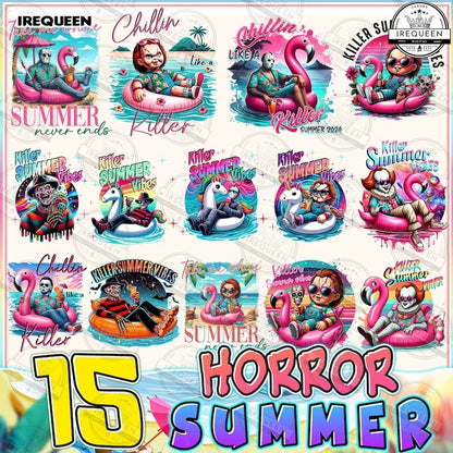 15 Funny Horror Summertime Png Bundle