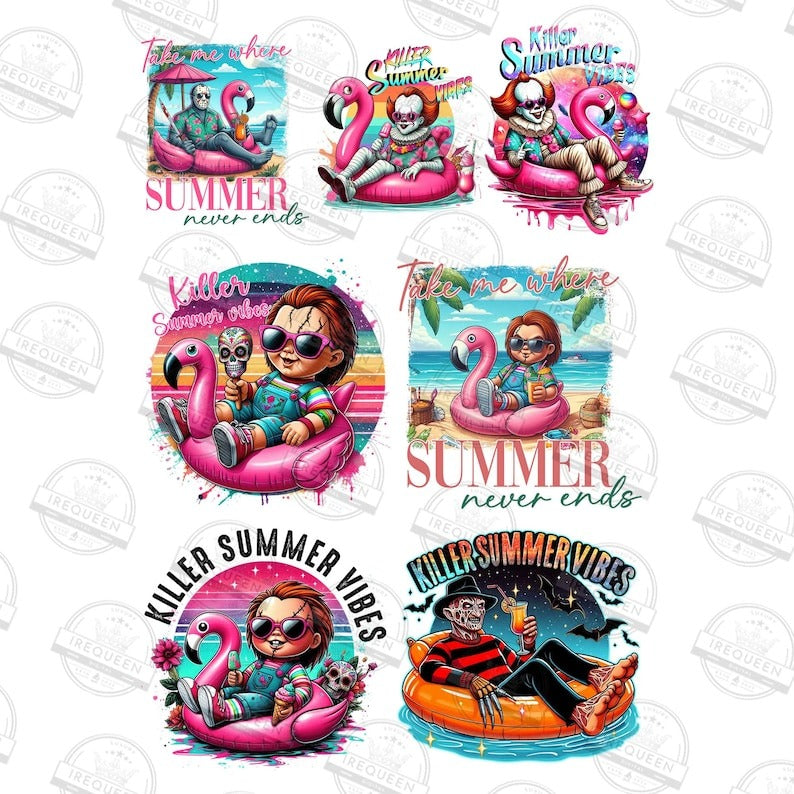 15 Funny Horror Summertime Png Bundle