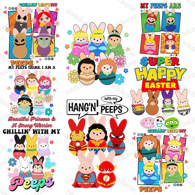 15+ Chilling With My Peeps Bundle Png, Easter Cartoon PNG, Cute Easter Shirt Design Png, Happy Easter Png, Easter Girl Shirt Png File