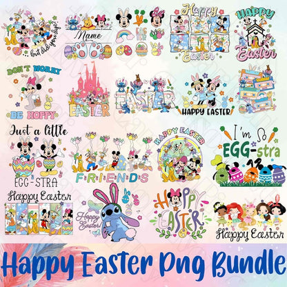 15+ Designs Mickey and Friends Easter PNG Bundle, Stitch Easter Png, Dis_neyland Easter PNG bundle, Happy Easter designs, Digital download