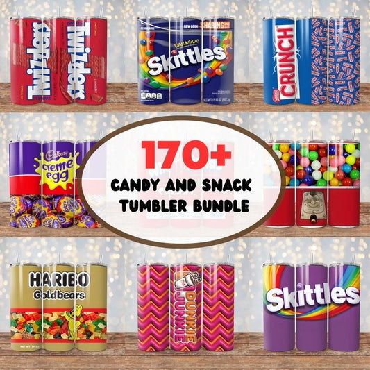 170+ Snack Tumbler Wrap Food Candy Bundle, Candy Design snack tumbler wrap bundle, 20oz Sublimation Skinny Tumbler, Candy Lover clipart png