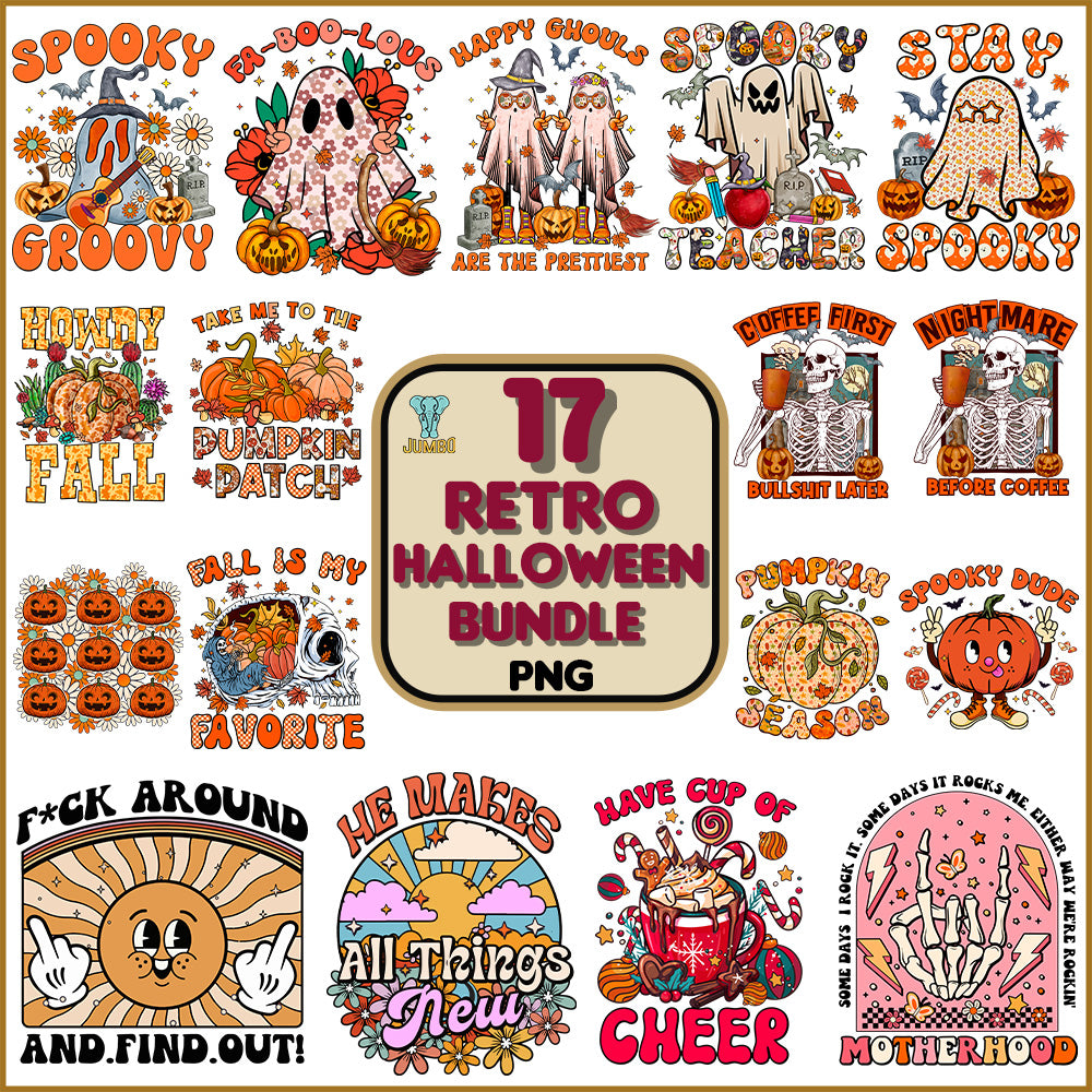 17RetroHalloweenPngBundle