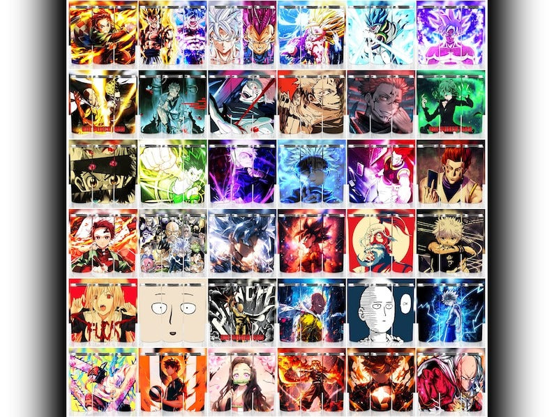 2000+ Anime & Cartoon Premium Bundle, Anime Tumbler Wraps, Skinny Tumbler, 300 DPI PNG Download