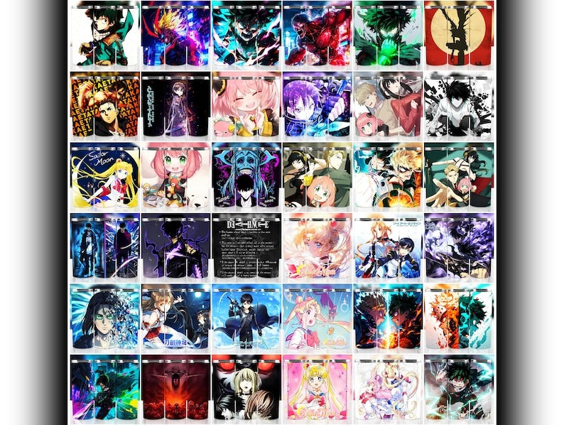 2000+ Anime & Cartoon Premium Bundle, Anime Tumbler Wraps, Skinny Tumbler, 300 DPI PNG Download