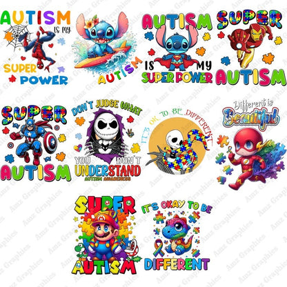 20 Cartoon Autism Png Bundle, Autism Awareness, Autism Quote Png, Autism Mom Png, Autism Ribbon Png, Puzzle Piece Png, Digital Download