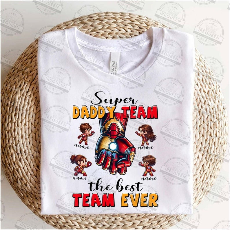 20 Custom Cartoon Super Dad Team Png Bundle , The Best Team Ever Bundle, Dad And Baby Fist Bump Png, Father's Day Png, Digital File