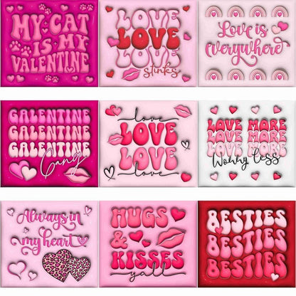 20 Designs 3D Valentine's Day, Tumbler Wrap, Bundle 20oz Skinny Straight Inflated Puffy Valentine Love Sublimation, Leopard Heart.1