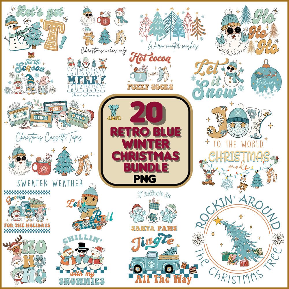 20RetroBlueWinterChristmasPngBundle