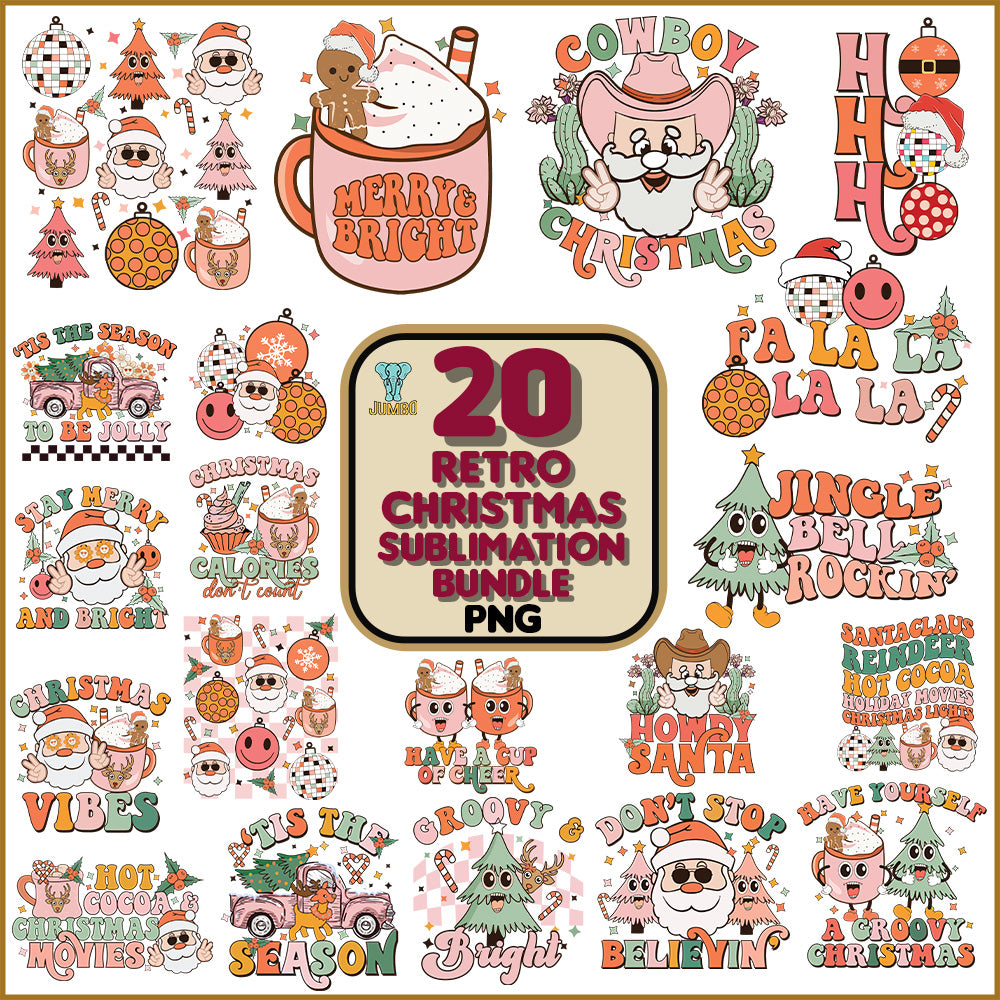 20RetroChristmasSublimationPngBundle