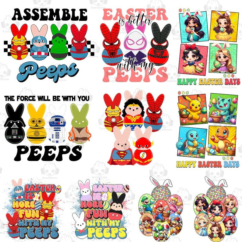 20+ Chilling With My Peeps Bundle Png, Easter Cartoon PNG, Cute Easter Shirt Design Png, Happy Easter Png,Easter Girl Shirt Png,Digital File