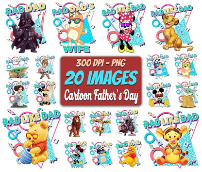 20+ Designs Rad Dad Png Bundle, Father's Day Png Sublimation, Cartoon Dad Png, Clipart, Digital Download