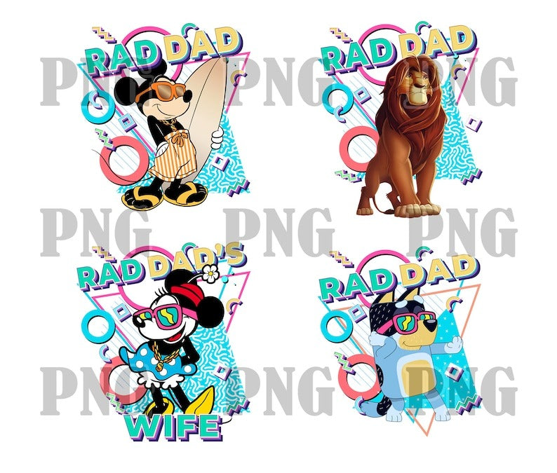 20+ Designs Rad Dad Png Bundle, Father's Day Png Sublimation, Cartoon Dad Png, Clipart, Digital Download